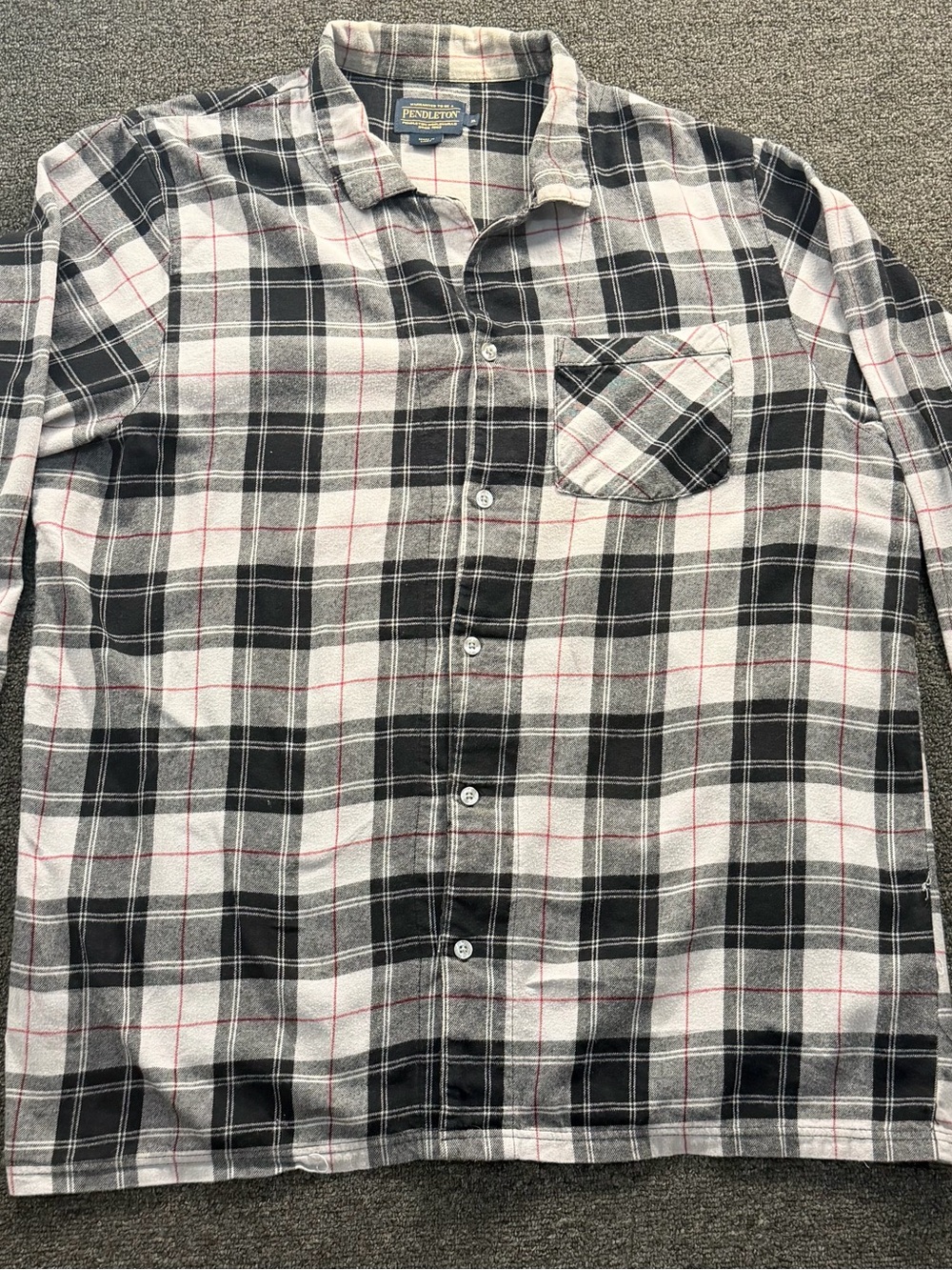 Pendleton Black, White & Red Plaid Button-Down Shirt